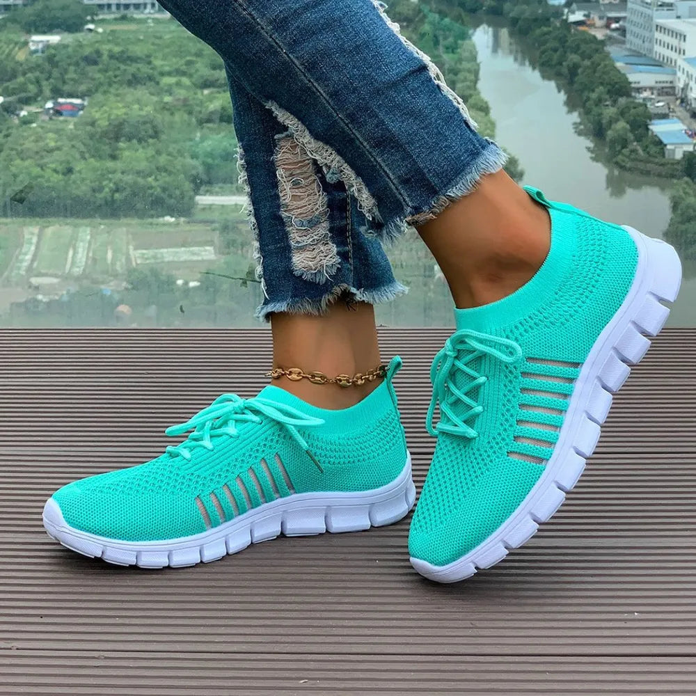 Breathable Mesh Round Toe Athletic Aqua