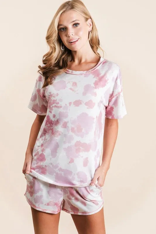 BiBi Tie Dye Print Terry Shorts With Side Pockets