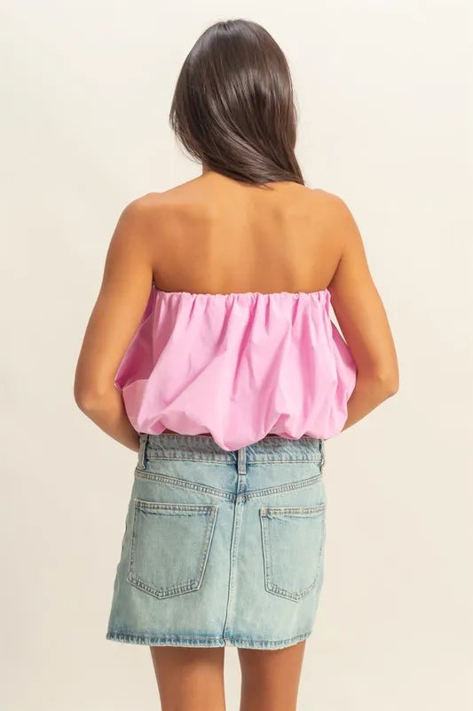 HYFVE Trendy Strapless Bubble Top