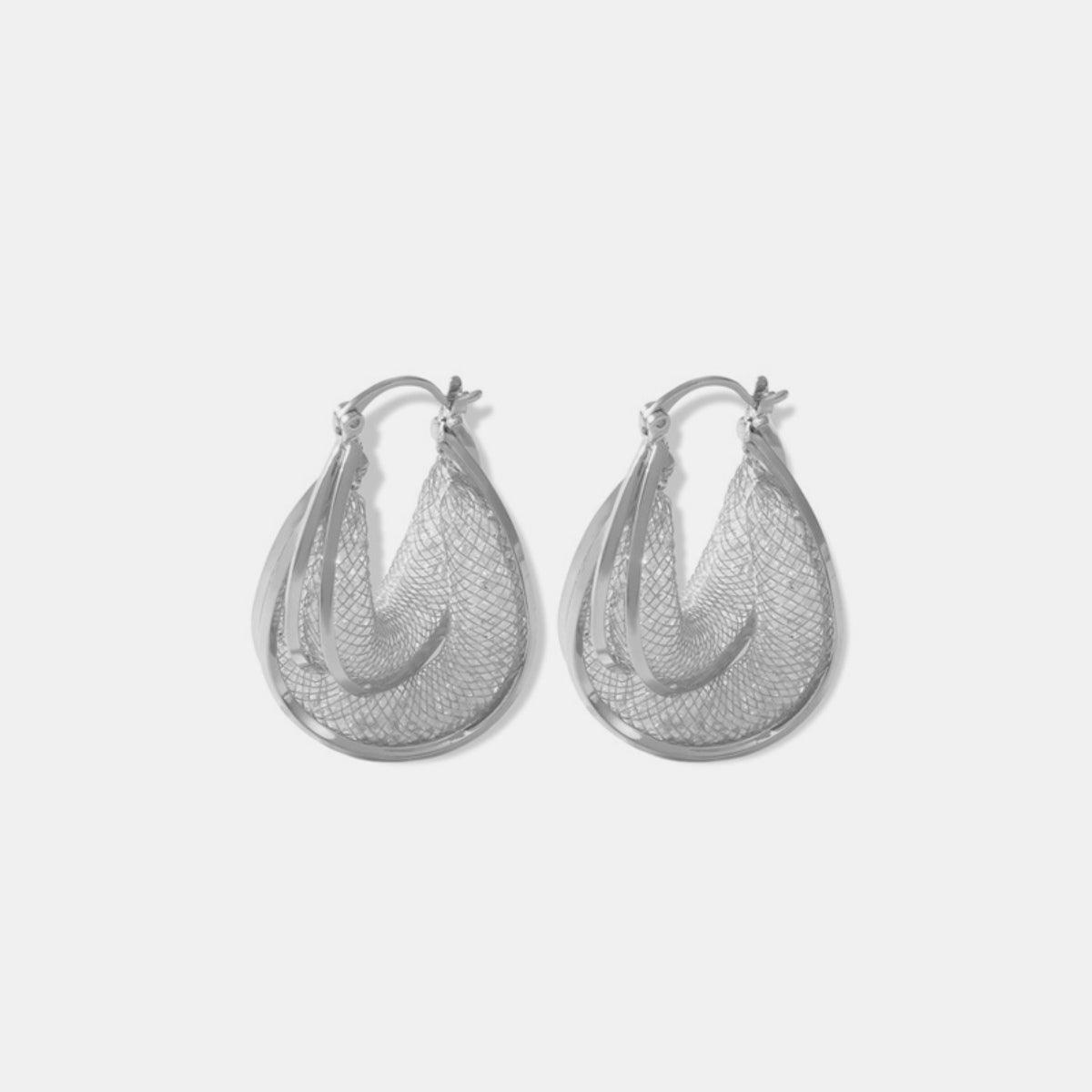 Copper Glass Stone U Shape Earrings Silver One Size