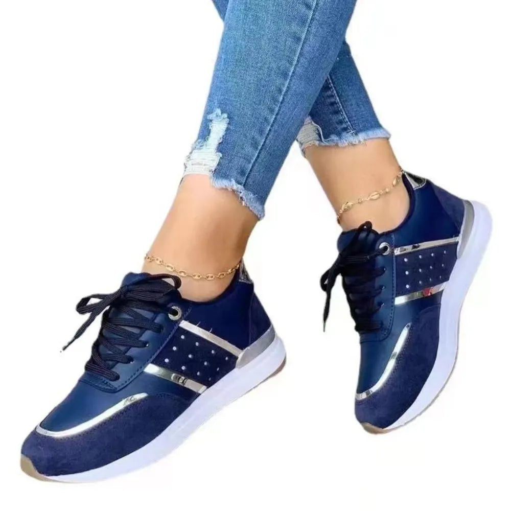 Round Toe Lace Up Platform Sneakers Royal Blue