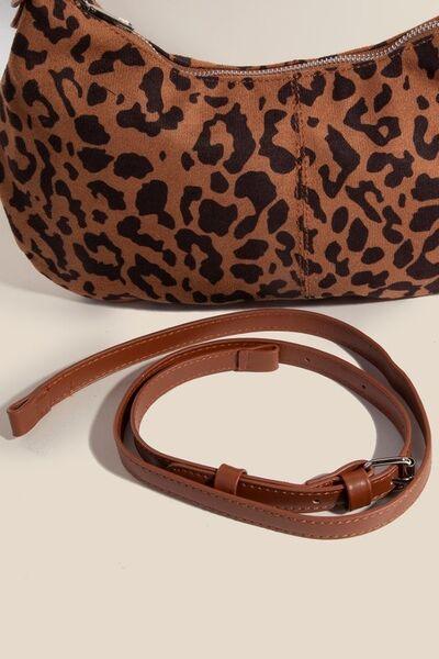 Fame Leopard Middle Stitch Zipper Handbag