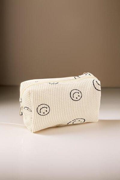 Zenana Smiley Face Corduroy Cosmetic Pouch