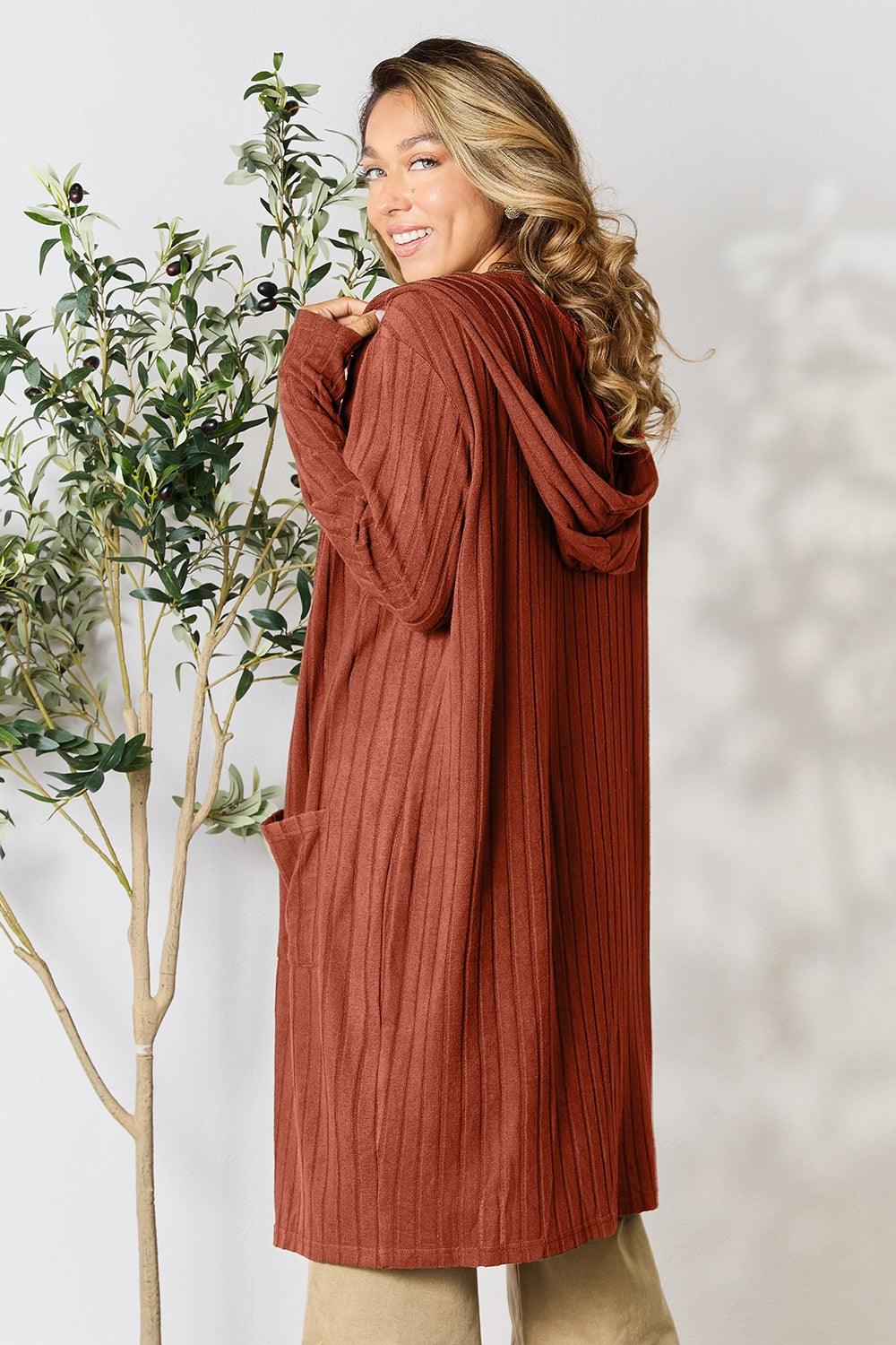 Basic Bae Full Size Hooded Sweater Cardigan for Ultimate Comfort
