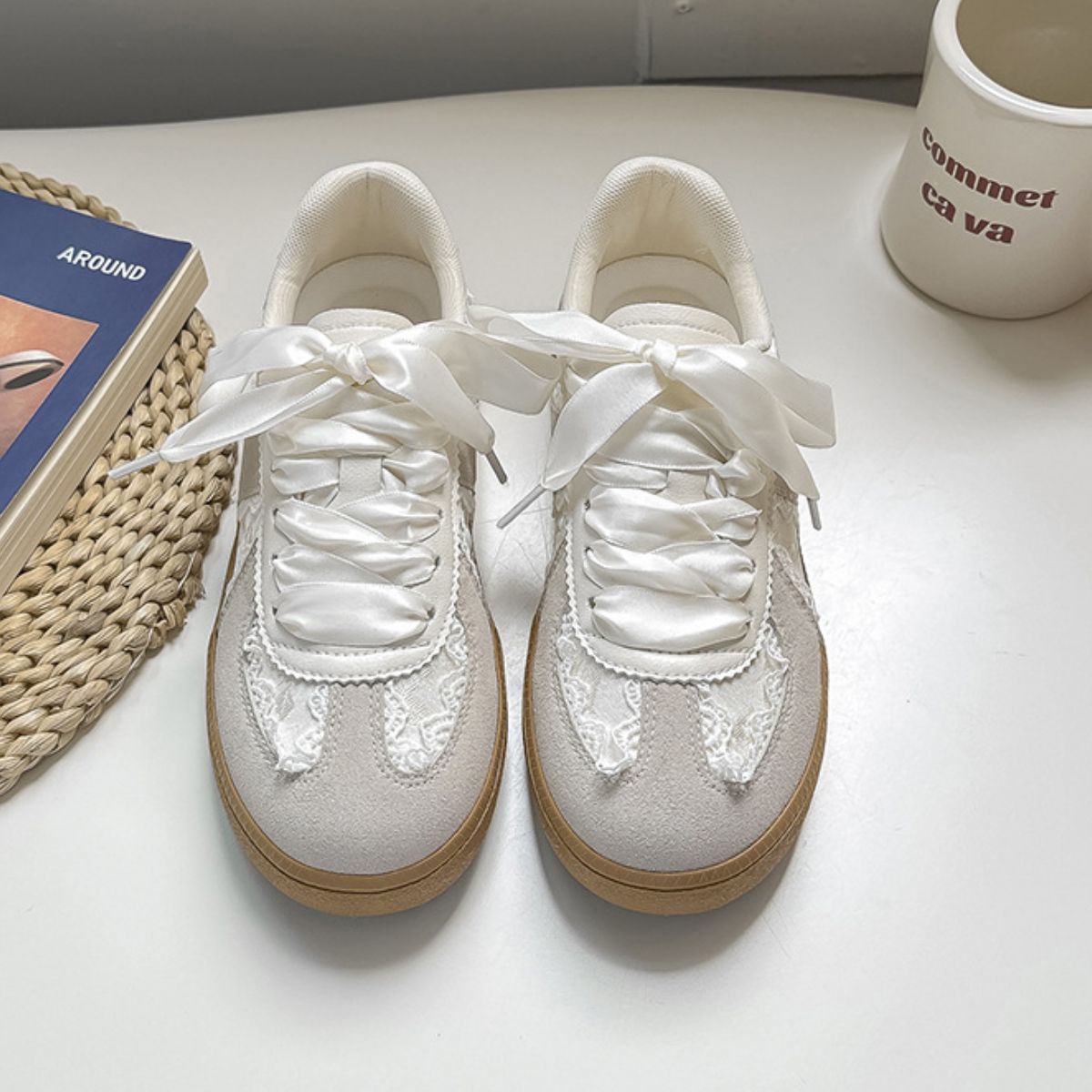 Round Toe Flats Sneakers Beige