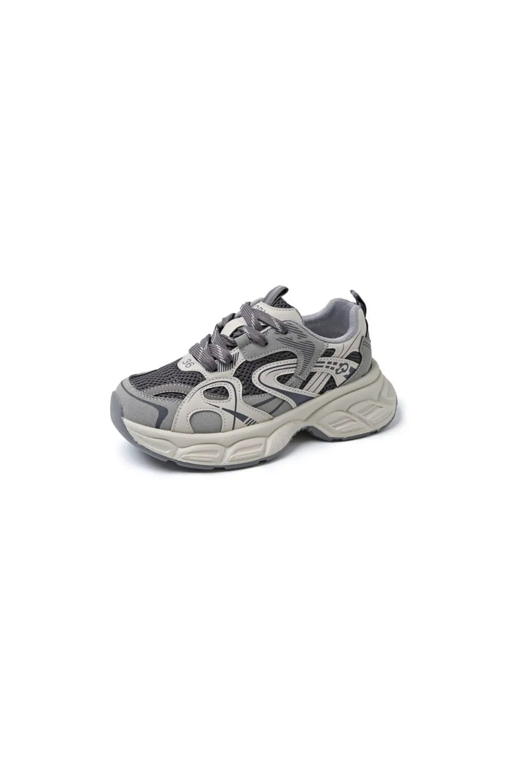Contrast Round Toe Platform Athletic Gray