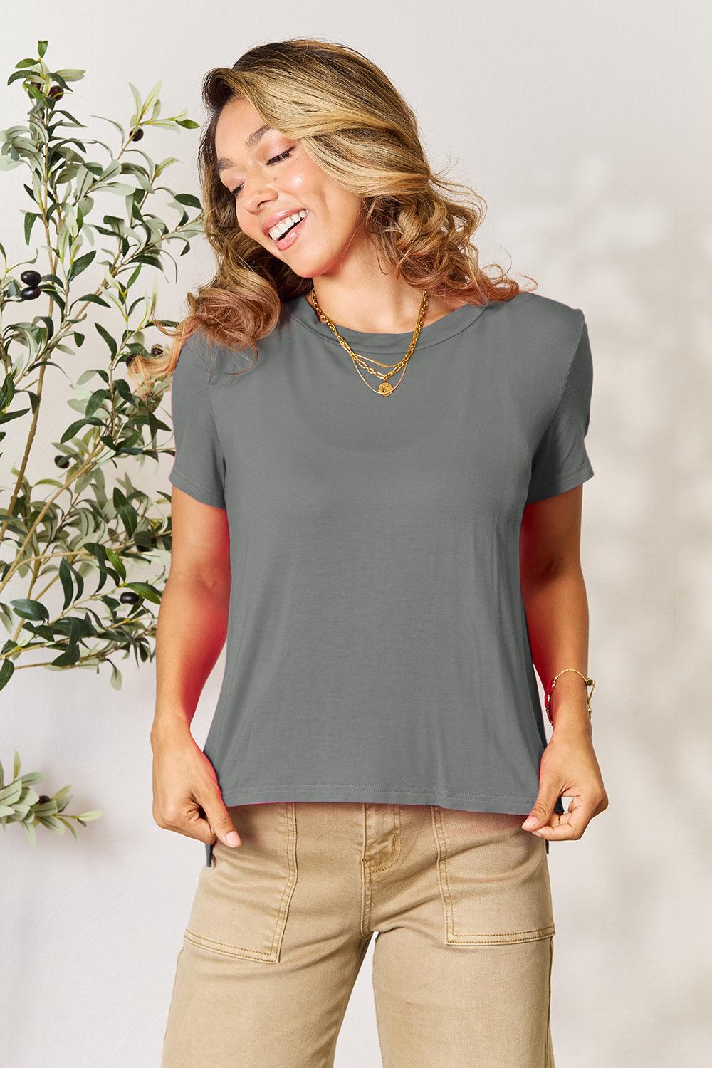 Basic Bae Full Size Round Neck Short Sleeve T-Shirt Gray