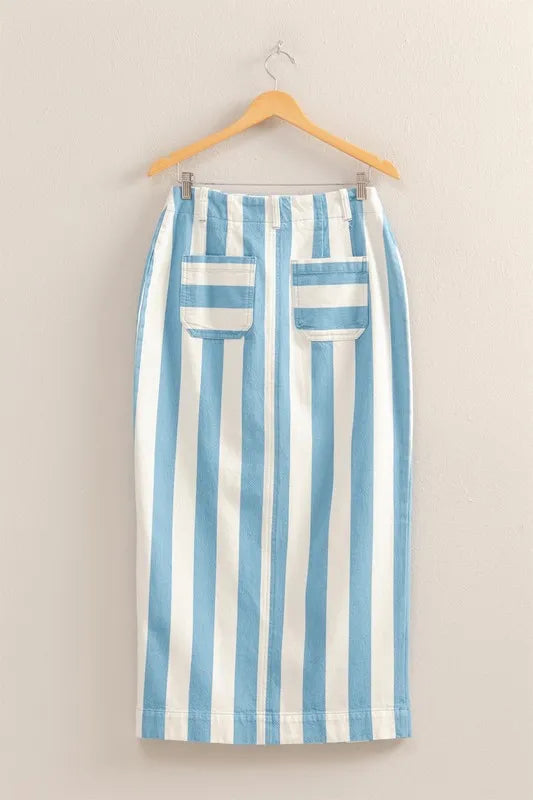 HYFVE Striped Pocket Detail Maxi Skirt