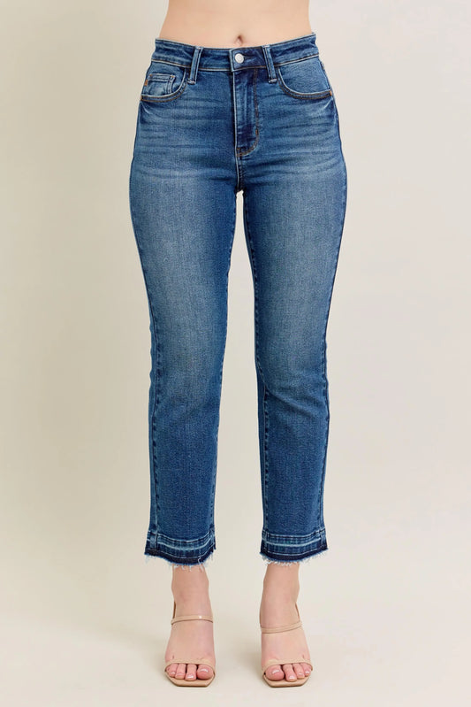 Judy Blue Full Size Hw Vintage Wash Release Hem Kick Flare Jeans Plus Size
