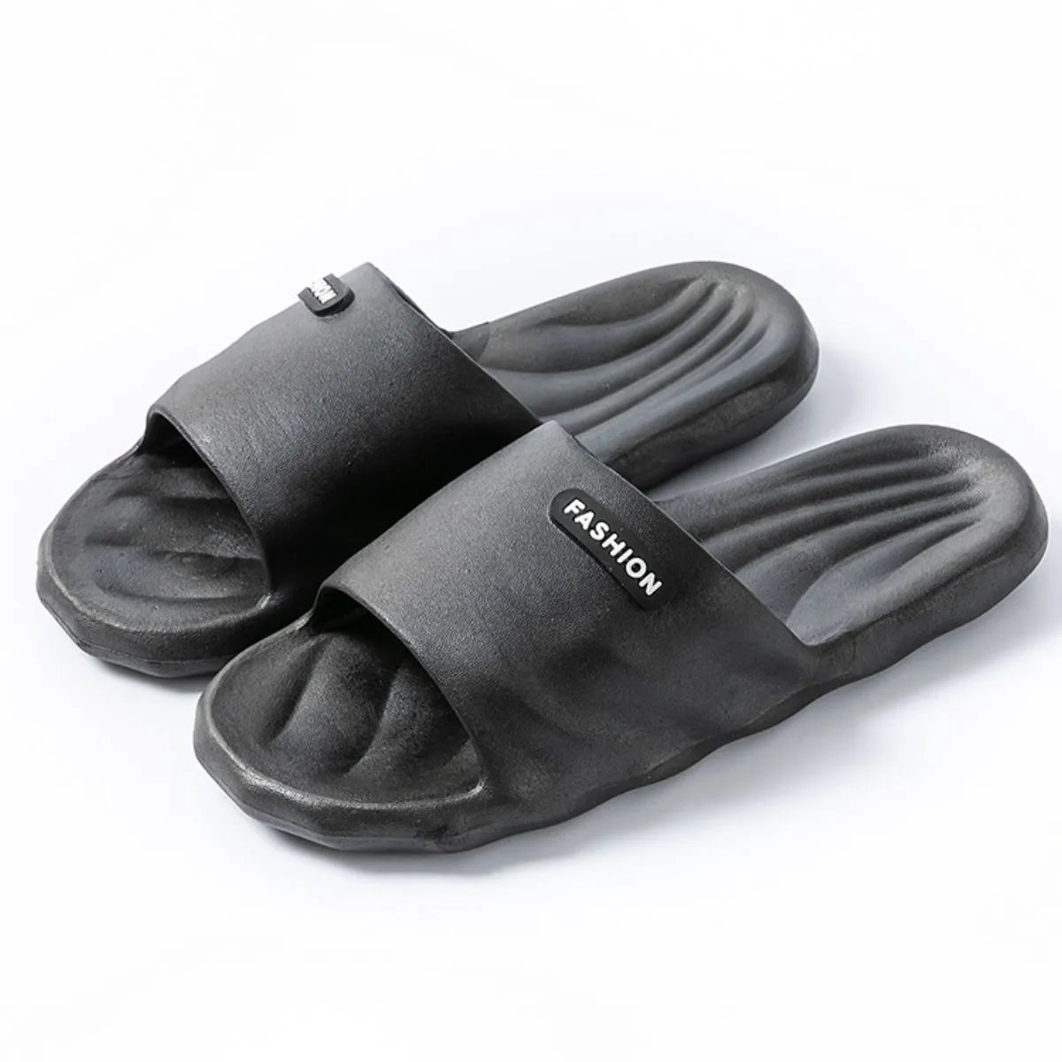 Open Toe Flats Slippers Black