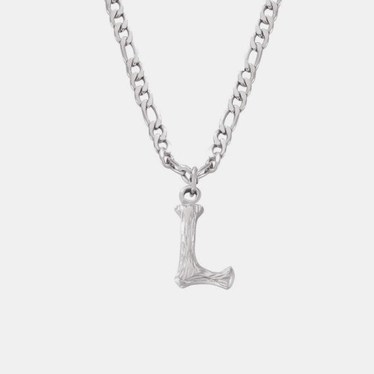 Titanium Steel Letter Pendant Necklace Style L One Size