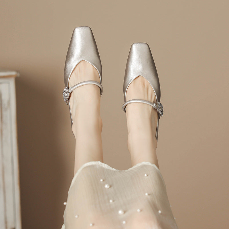 Square Toe Block Heel Pumps