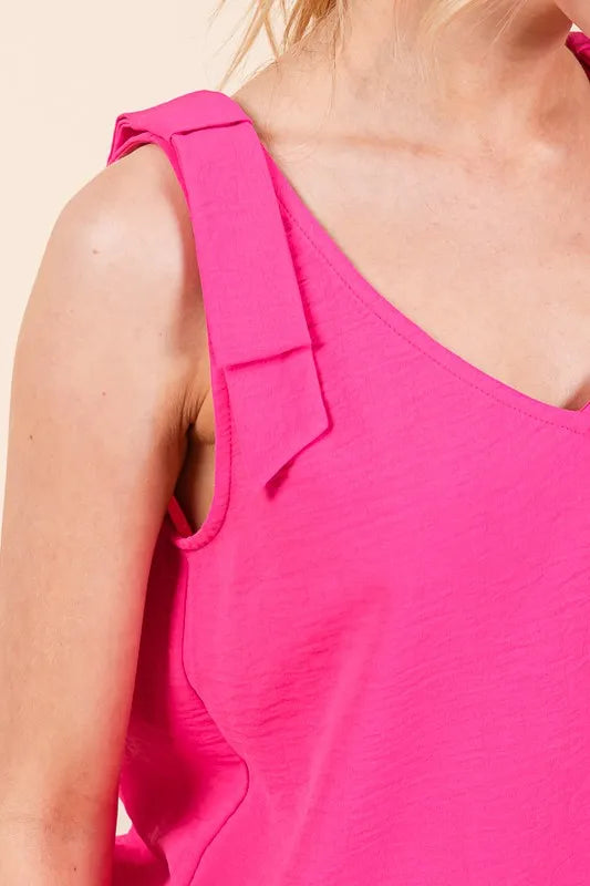 Lime 'N' Chili V-Neck Ribbon Detail Top