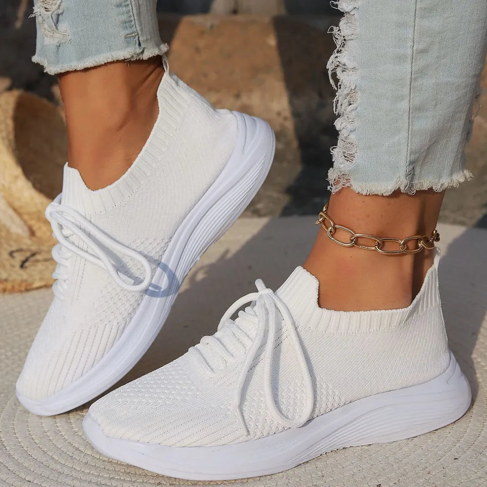 Lace Up Mesh Breathable Athletic White