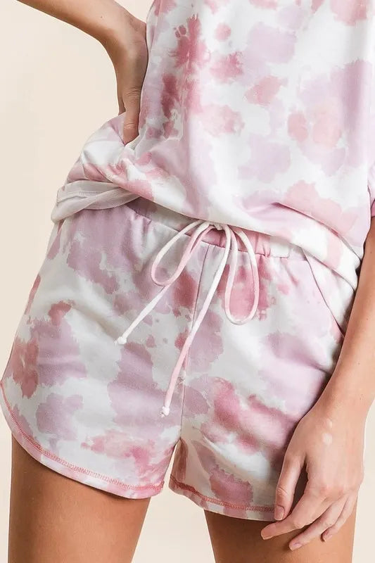 BiBi Tie Dye Print Terry Shorts With Side Pockets