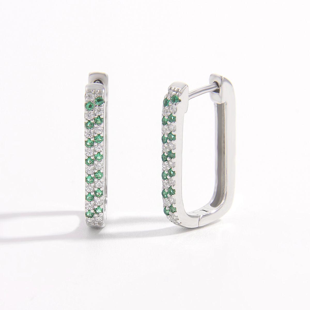 925 Sterling Silver Inlaid Zircon Earrings Silver One Size