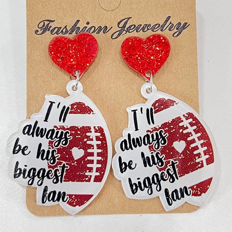 Heart Shape Sports Theme Acrylic Dangle Earrings Style C One Size