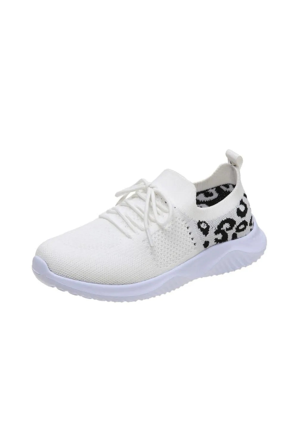 Leopard Breathable Mesh Lace Up Athletic White