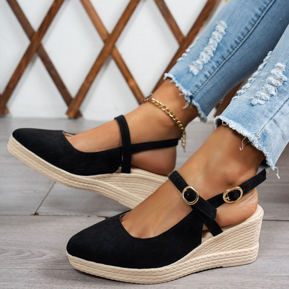 Point Toe Block Heels Pumps Black