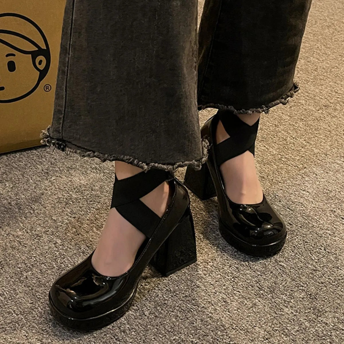 Square Toe Block Heels Pumps