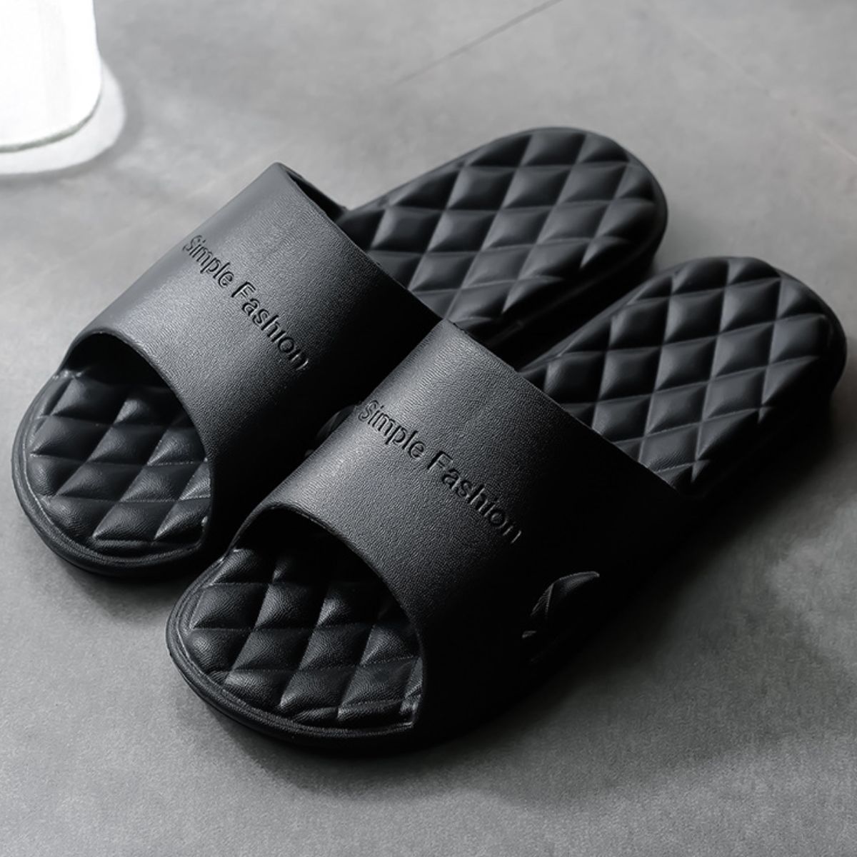 Open Toe Flats Slippers Black