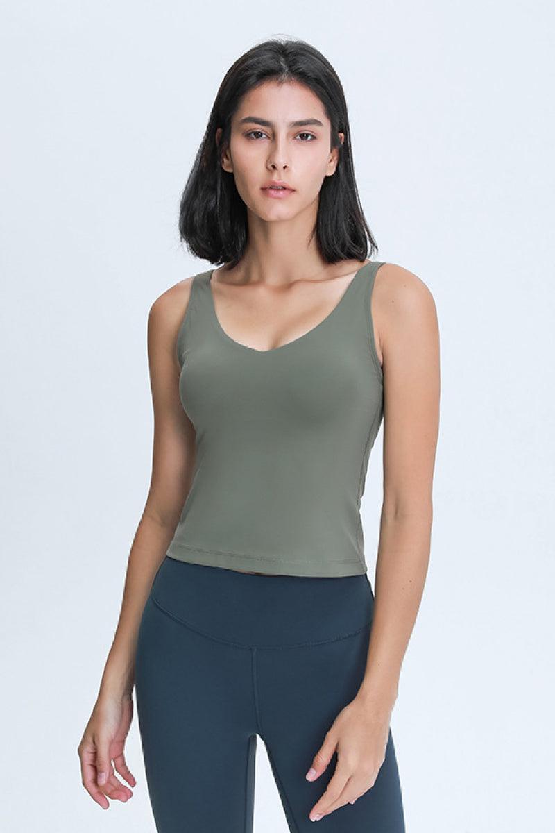 Millennia V Neck Active Tank Olive