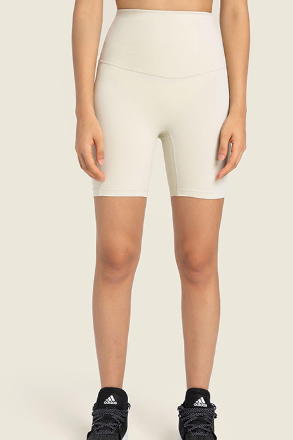 Millennia Seamless High-Rise Wide Waistband Biker Shorts White