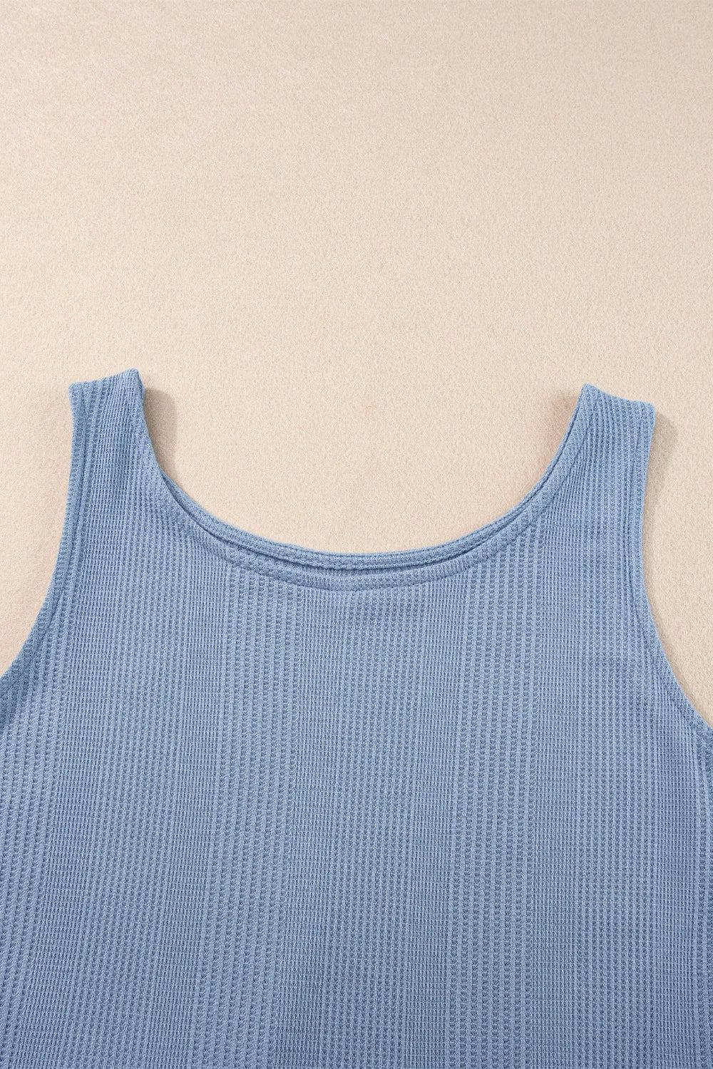 Color Ribbed Ruffle Tank Top and Pants Set