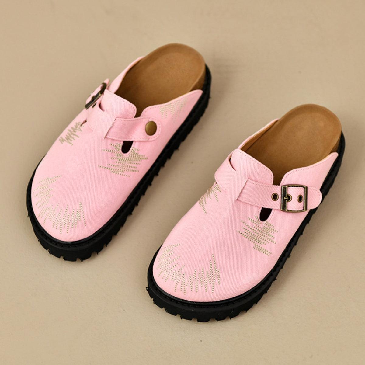 Round Toe Platform Loafers Pink