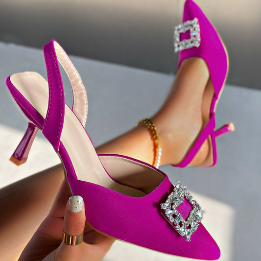 Point Toe Kitten Heels Pumps Hot Pink