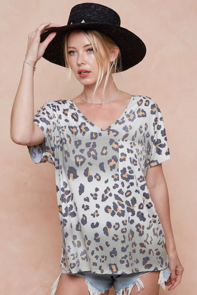 BiBi Tie Dye Leopard Printed Jersey with Front Pocket
