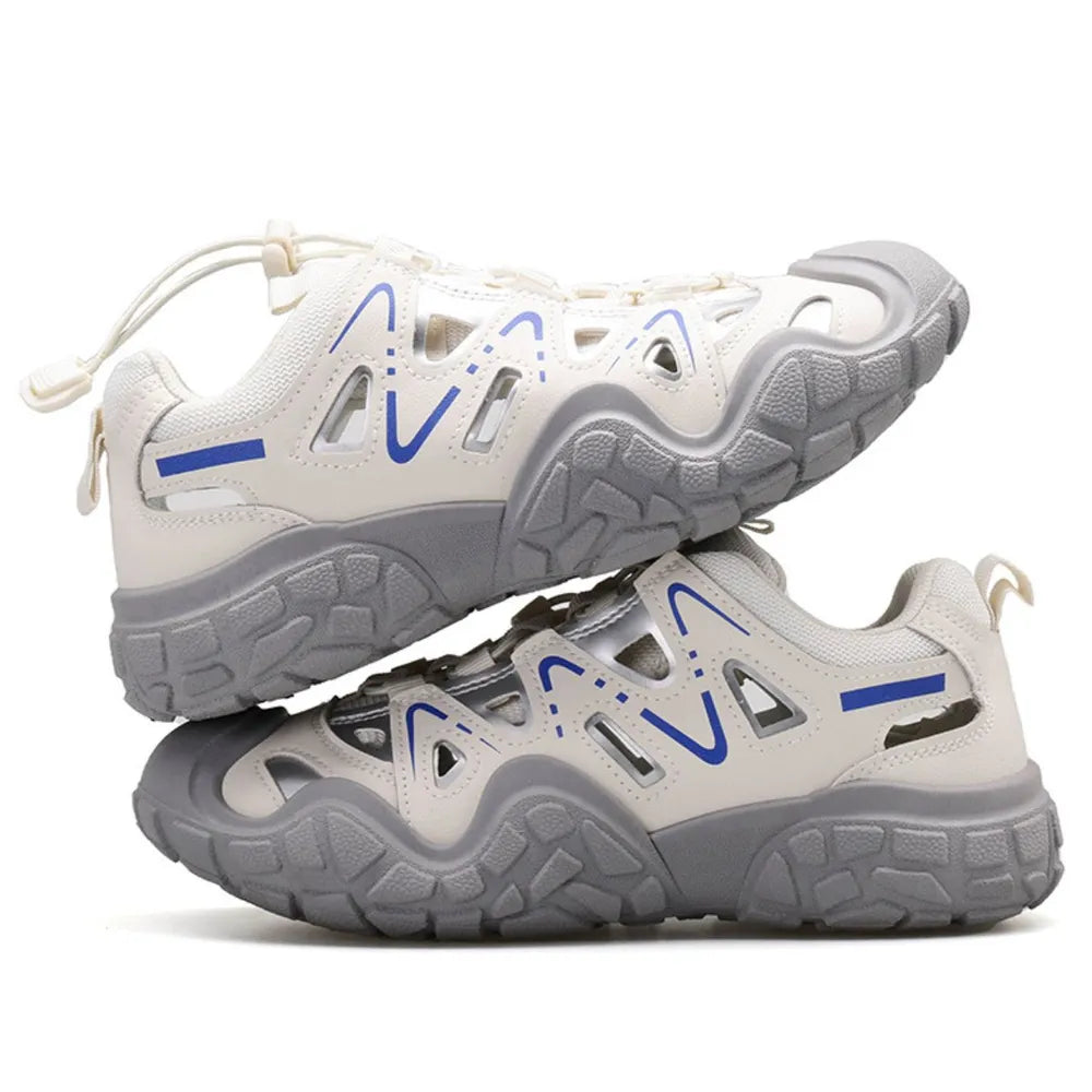 Elastic Lock Laces Round Toe Platform Contrast Athletic