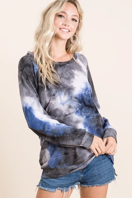 BiBi Tie Dye Sweater Knit Top