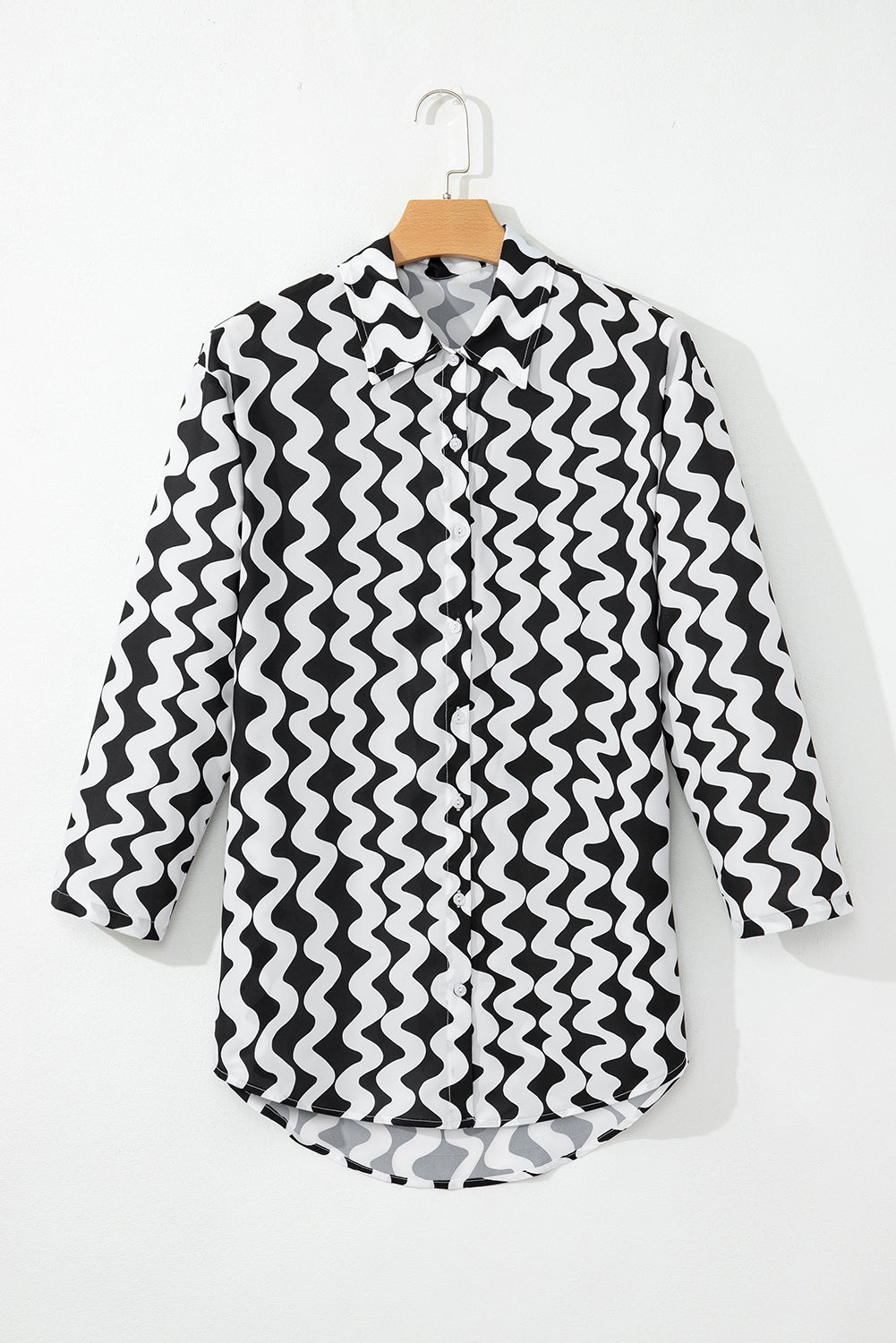 Button Down Contrast Striped Cover-Up