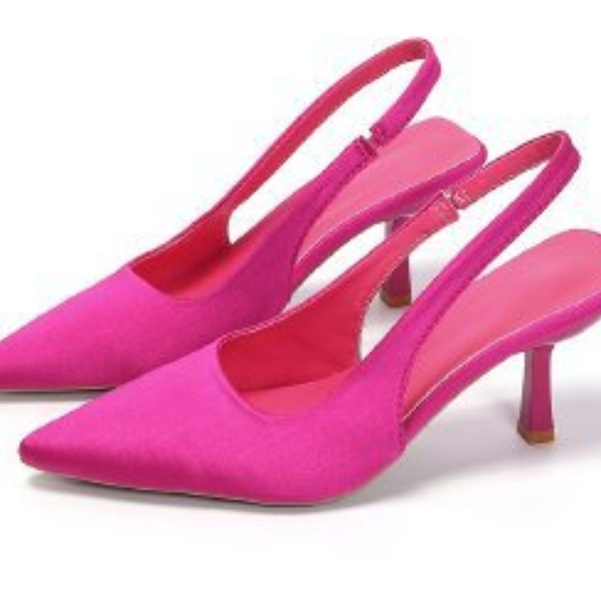 Point Toe Kitten Heel Slingback Pumps Hot Pink