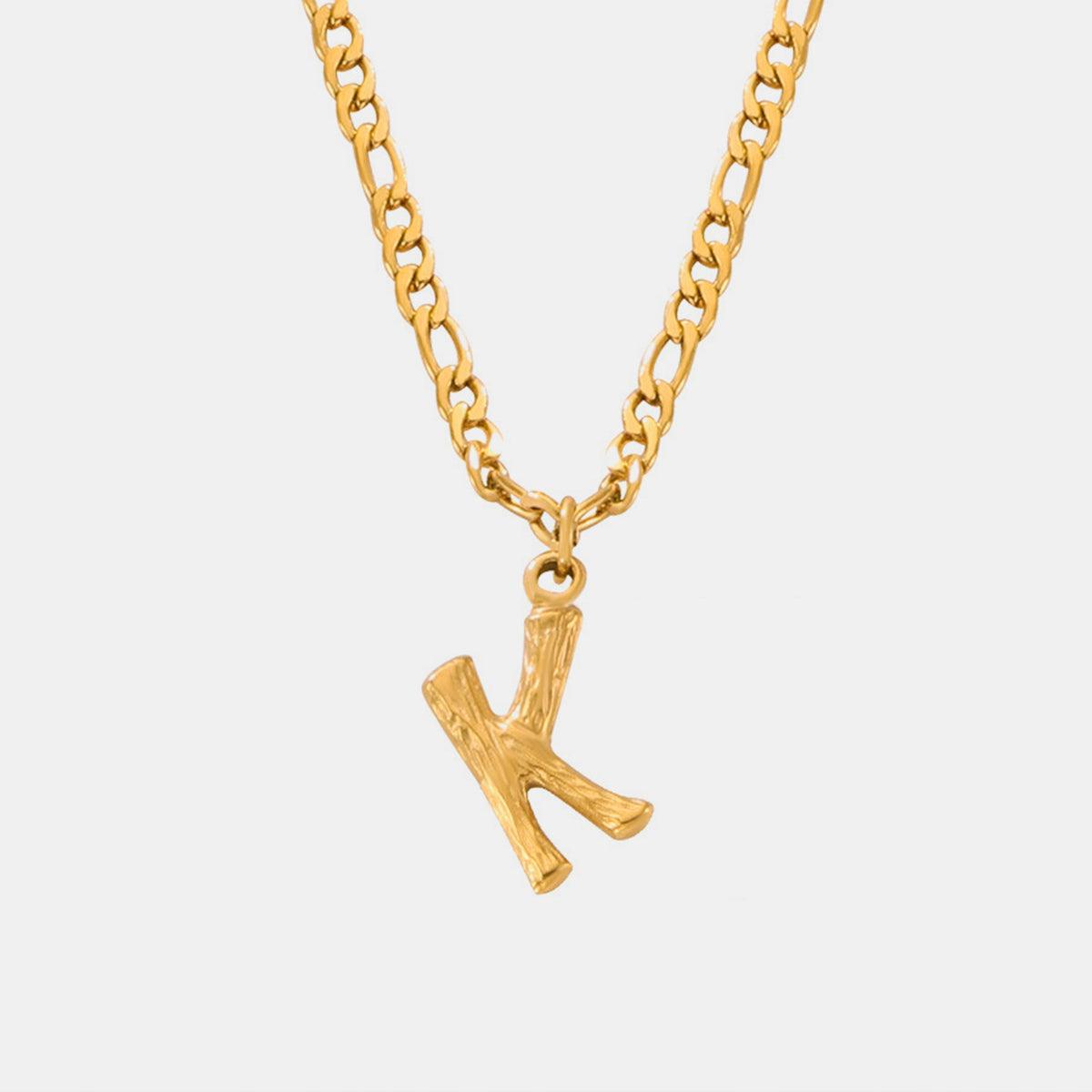 Titanium Steel Letter Pendant Necklace Style K One Size