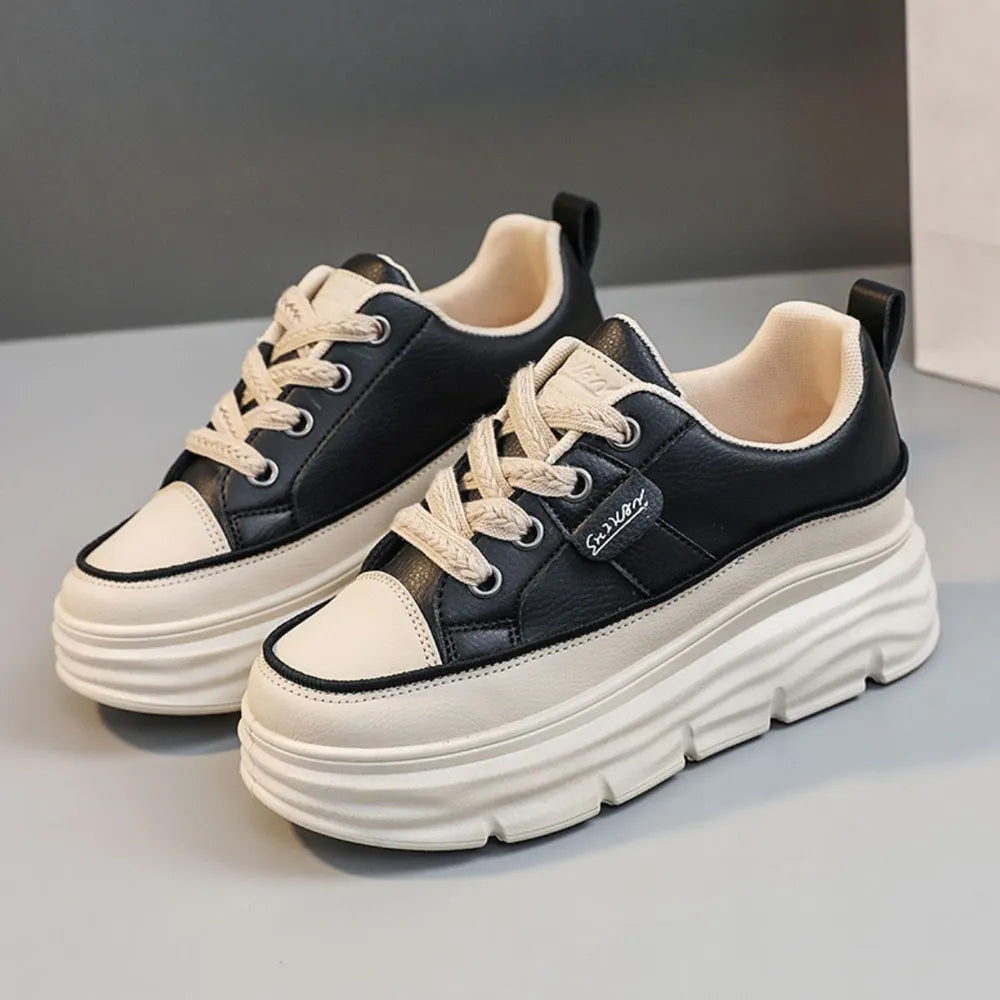 Lace Up Round Toe Platform Sneakers