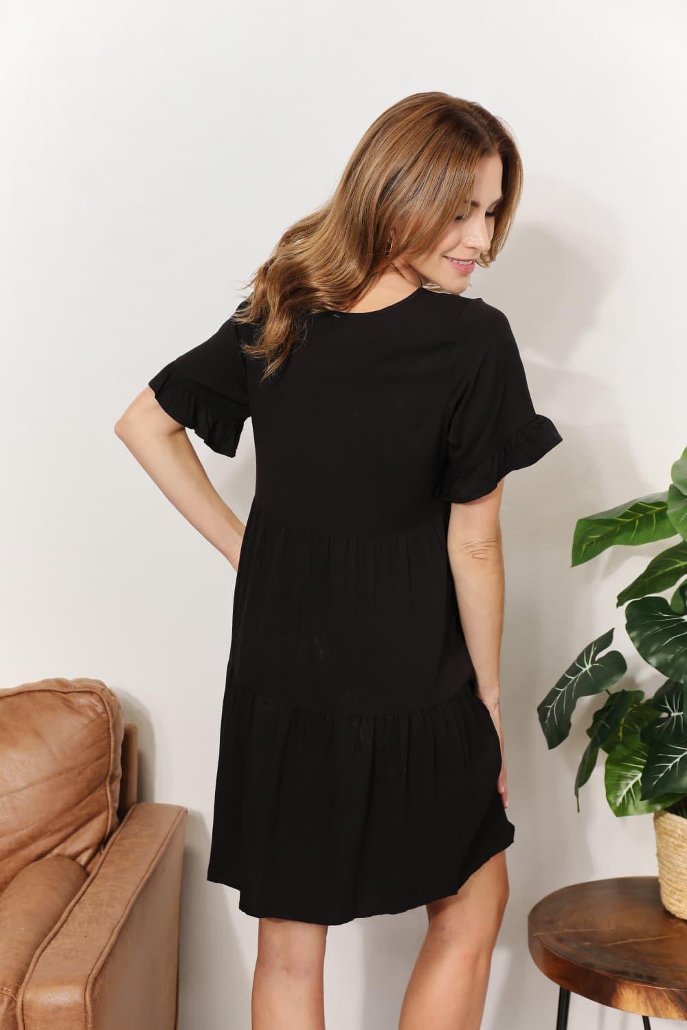 Double Take V-Neck Flounce Sleeve Dress for Effortless Style