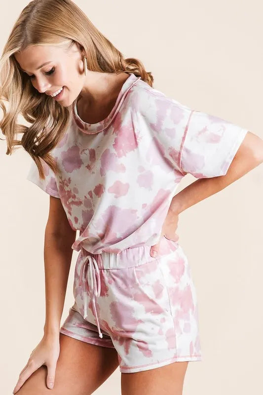 BiBi Tie Dye Print Terry Shorts With Side Pockets
