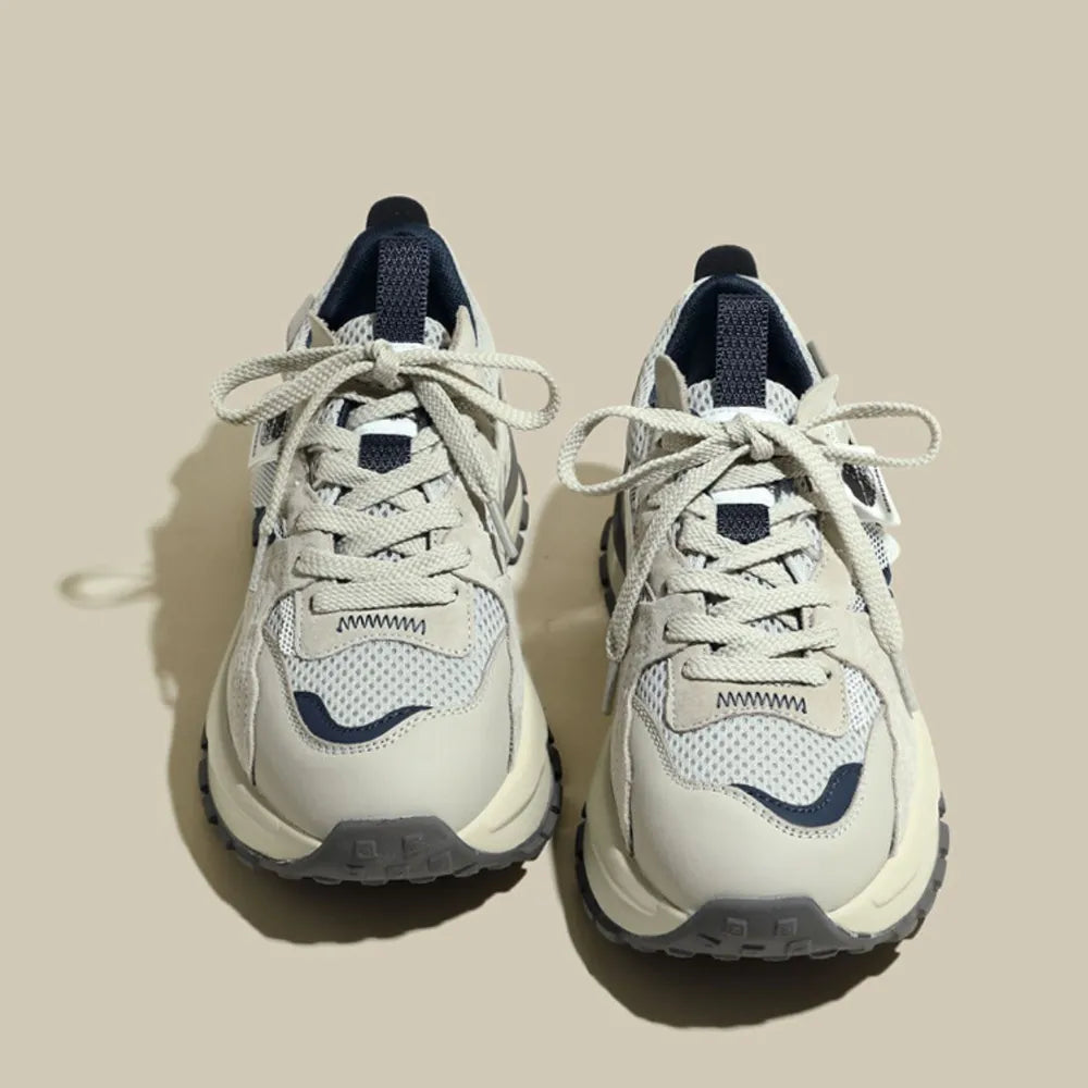 Round Toe Platform Sneakers Navy