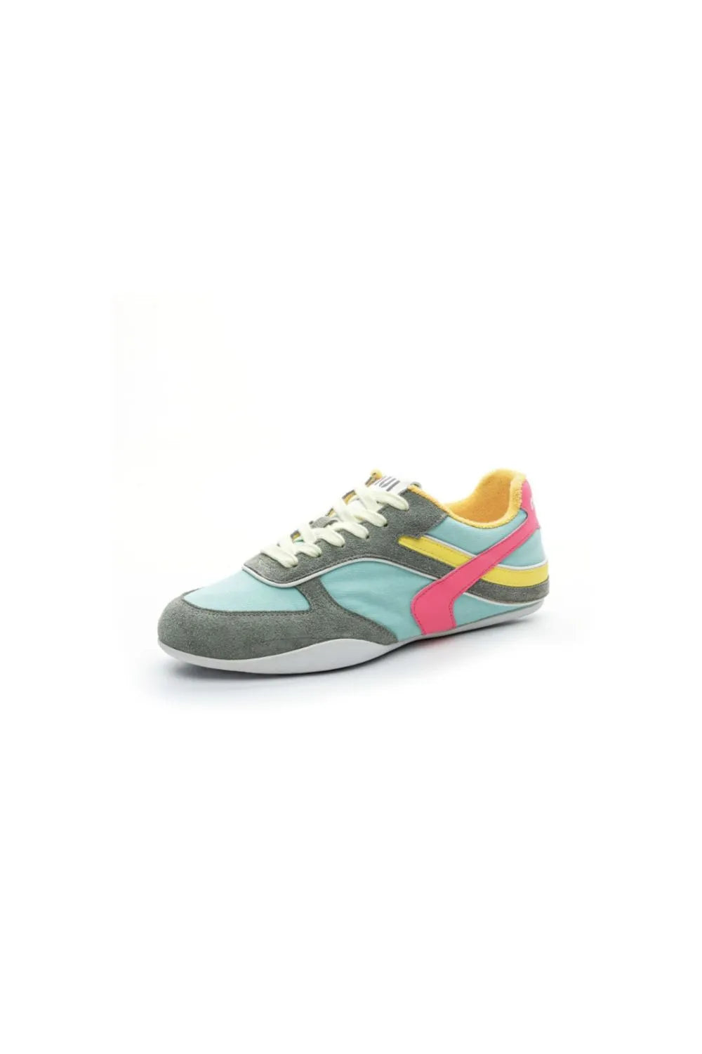 Lace Up Round Toe Contrast Flat Sneakers Pastel Blue