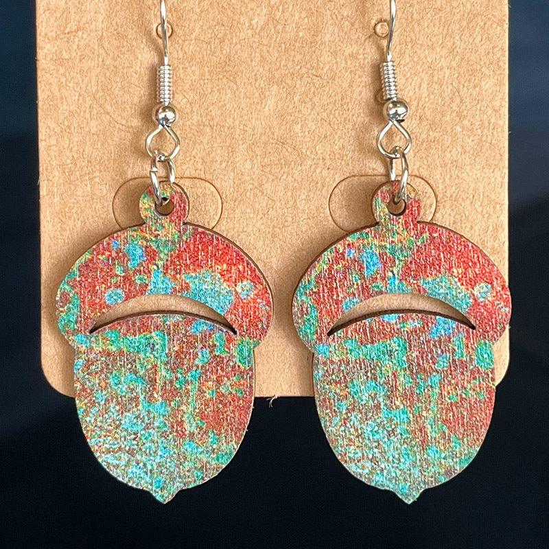 Wooden Dangle Earrings Style B One Size