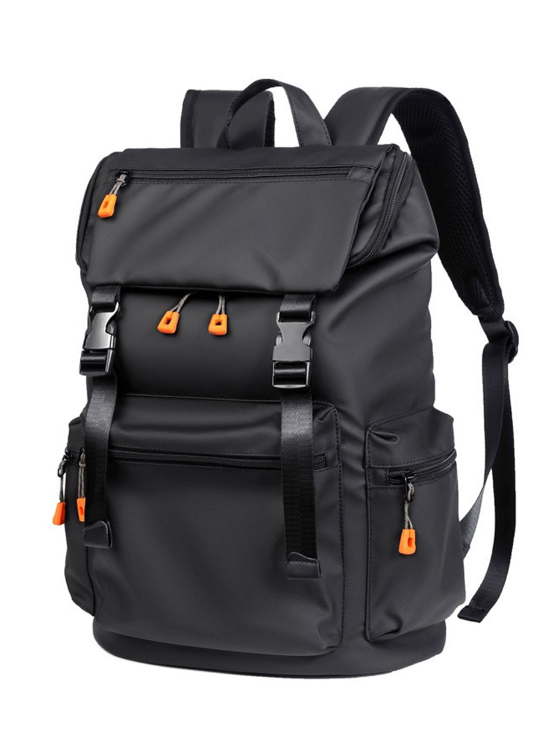 Oxford Cloth Multi-Pockets Backpack Bag Black One Size