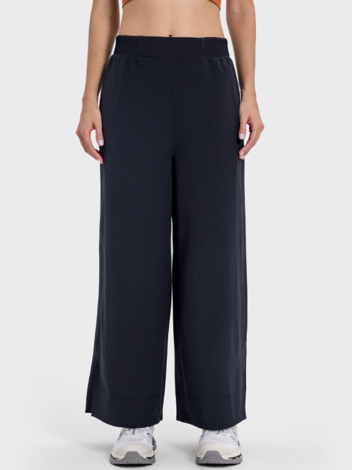 Millennia Slit Wide Leg Active Pants Black