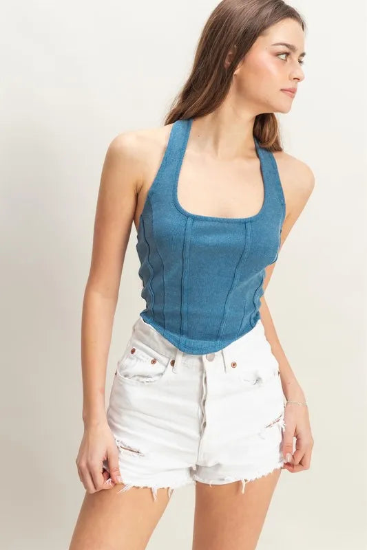 HYFVE Mineral Wash Halter Neck Everyday Top