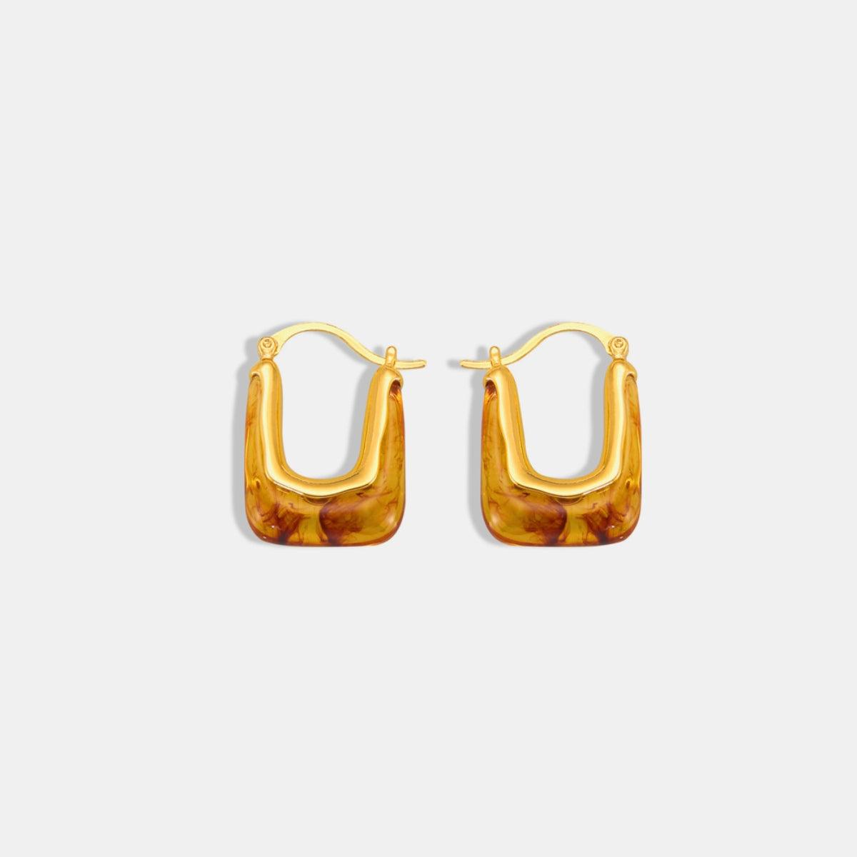 Resin Copper U Shape Earrings Gold One Size