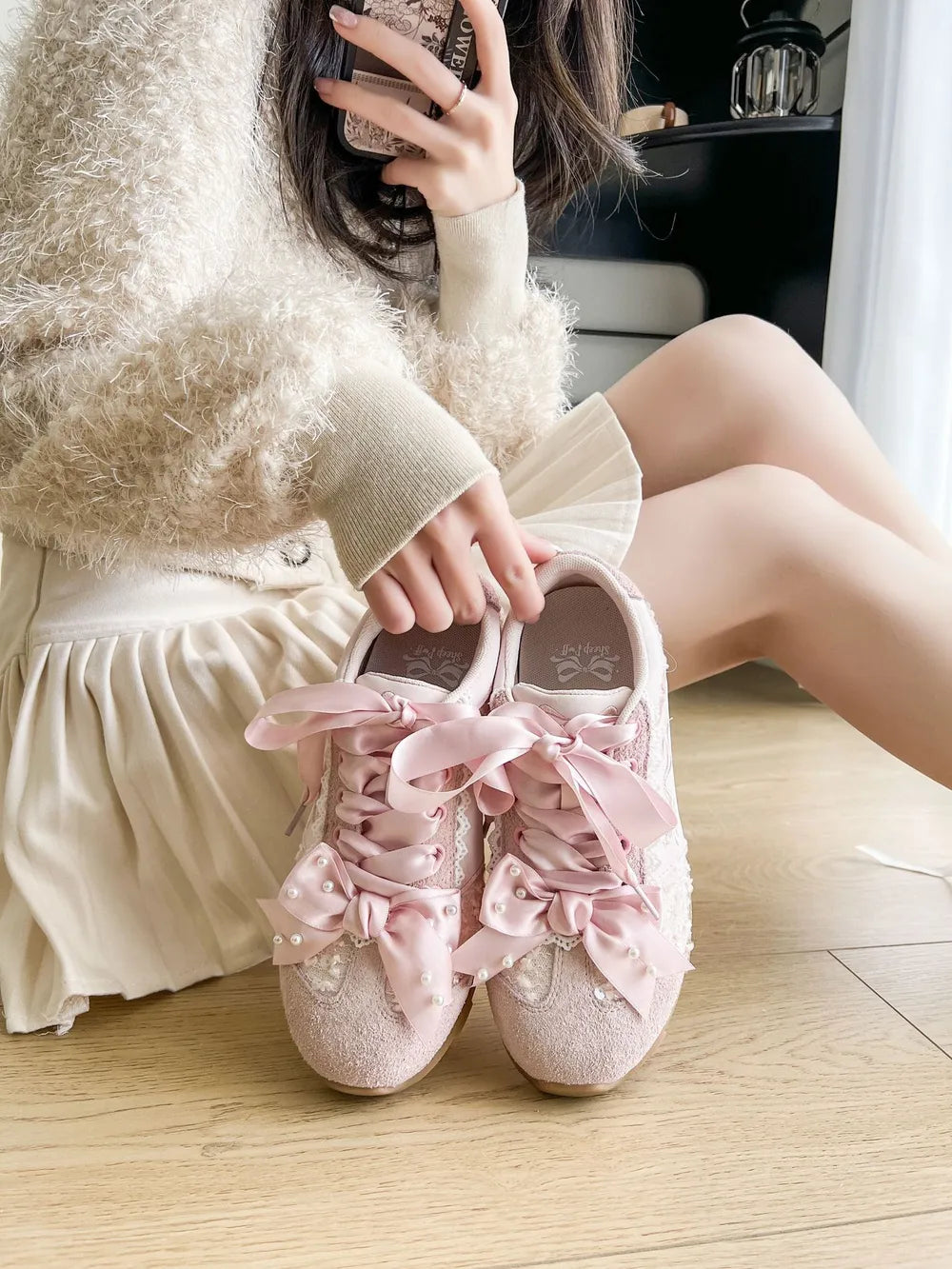 Round Toe Flats Sneakers Pink