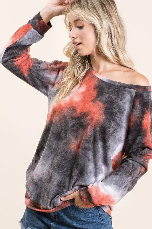 BiBi Tie Dye Sweater Knit Top