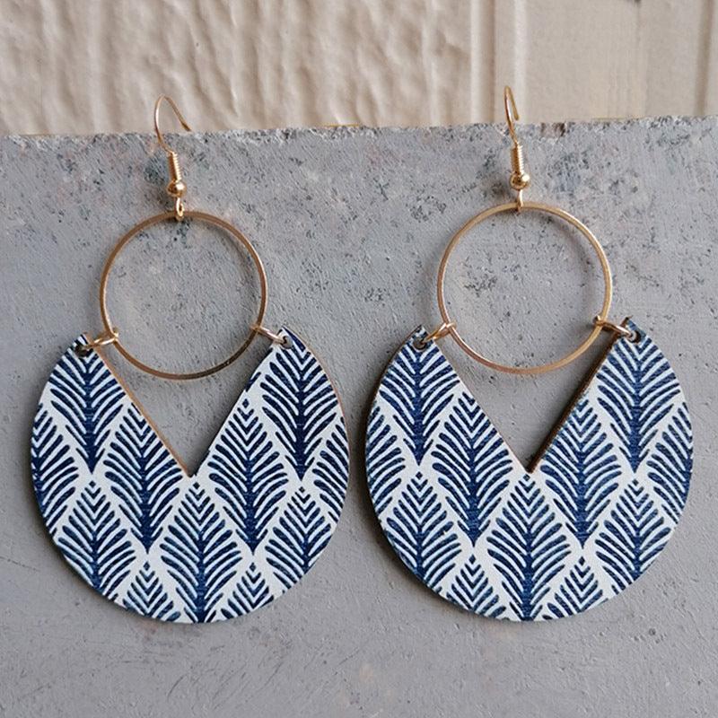 Ms.Pac-Man Shape Wooden Dangle Earrings Style C One Size