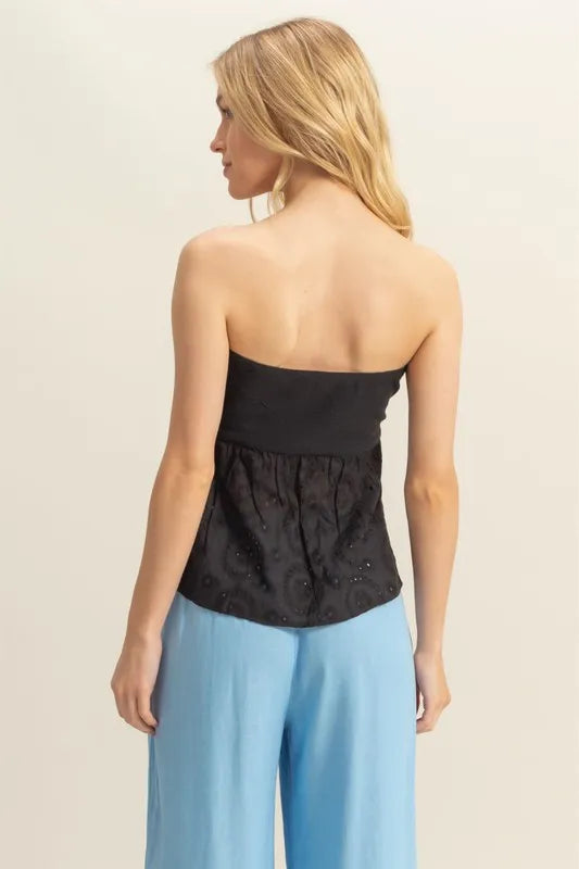 HYFVE Eyelet Twisted Sweetheart Neck Tube Top